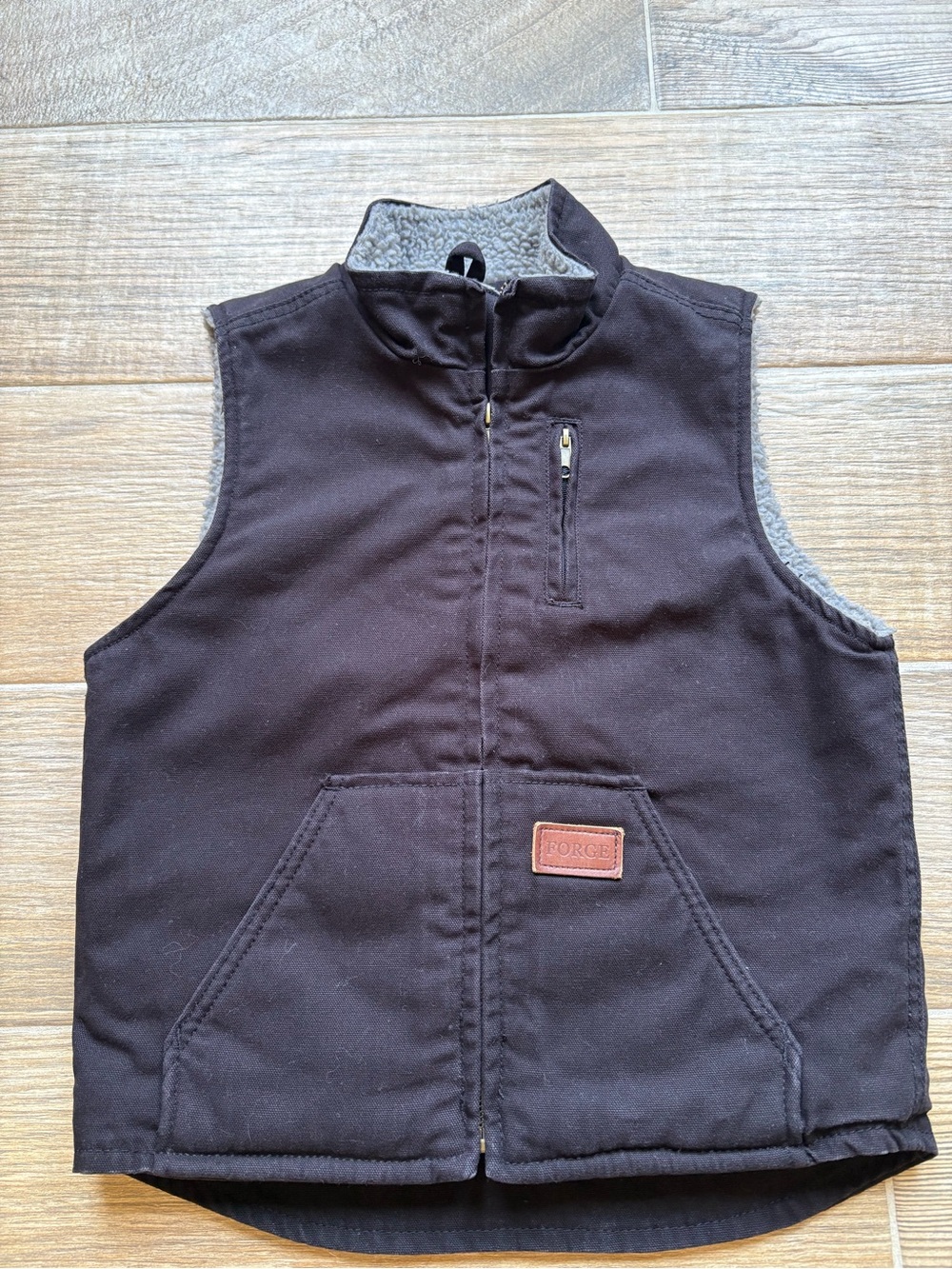 Kids Forge Workwear Duck Canvas Sherpa Lined Vest, Size Small